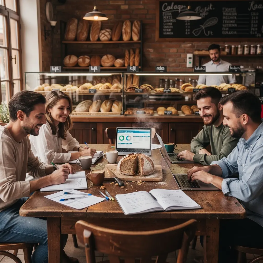 Családi pénzügyi találkozó ábrázolása, ahol a költségeket átbeszélik.